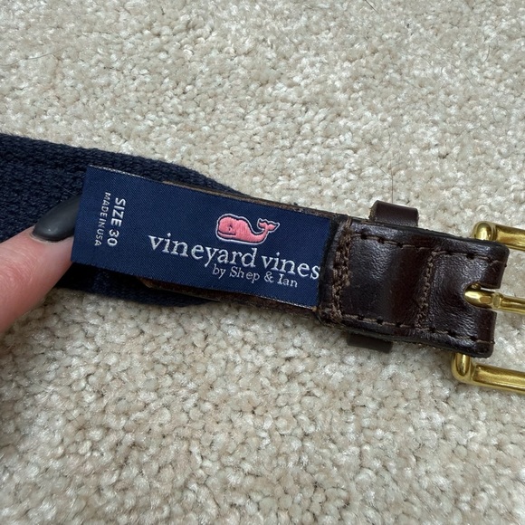 Vineyard Vines blue white stripe golf belt men's size 30 (1.25" wide) - Picture 8 of 11